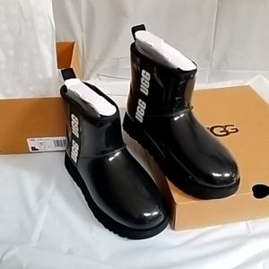 Clear black uggs size 7 womans mini boots